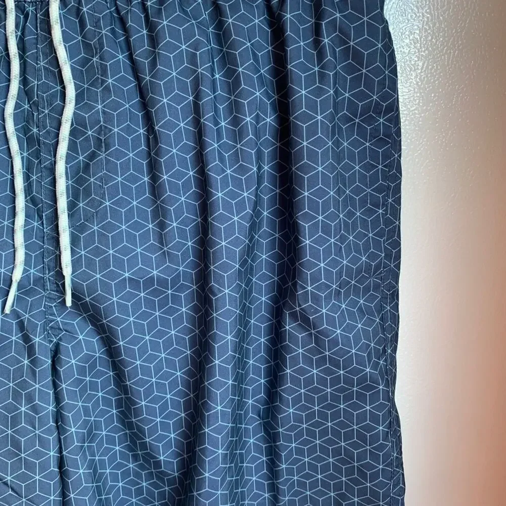 GOODFELLOW & CO Men’s Blue Abstract Fully Lined Swim Trunks / Size: Large